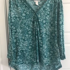 Green Floral Patterned Blouse
